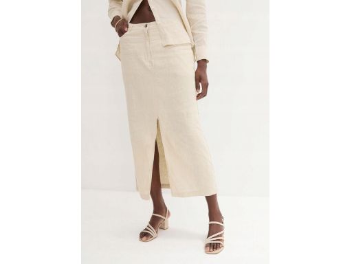 B.P.C lniana spódnica midi jasnobeżowa ^54