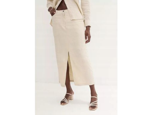 B.P.C lniana spódnica midi jasnobeżowa ^54