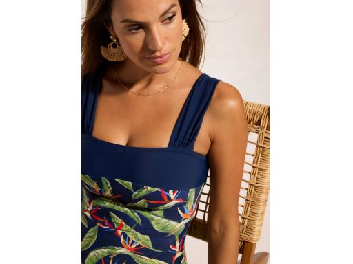 B.P.C kostium kąpielowy shape wzór roślinny granatowy ^44