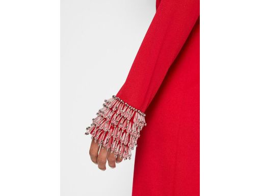 B.P.C czerwona sukienka glamour z kryształkami przy rękawach ^36/38