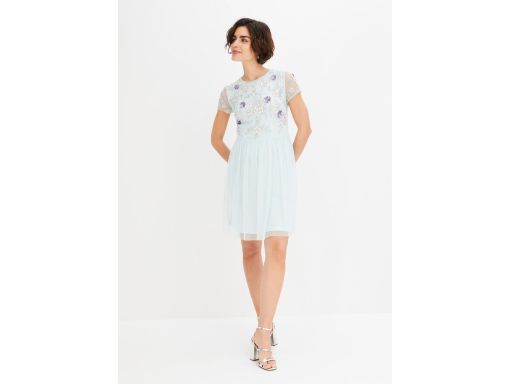 B.P.C siateczkowa sukienka z aplikacją z koralików r.40