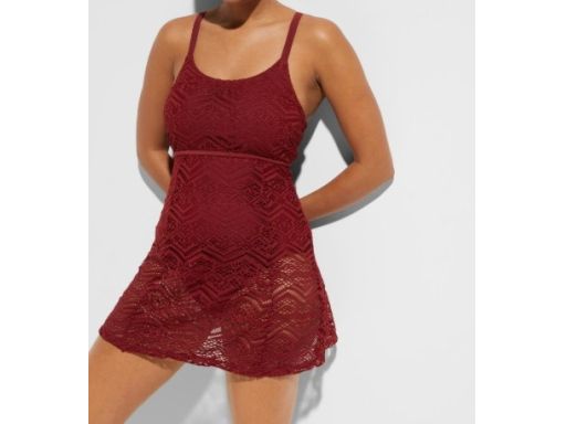 B.P.C bordowa sukienka kąpielowa ażurowa r.52