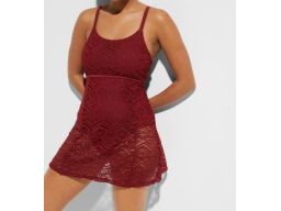 B.P.C bordowa sukienka kąpielowa ażurowa r.52
