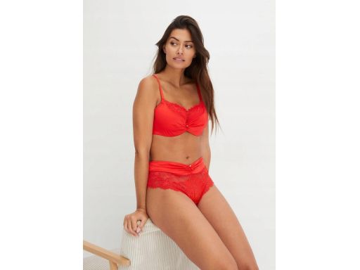 B.P.C biustonosz push-up na fiszbinach z koronką czerwony ^85B