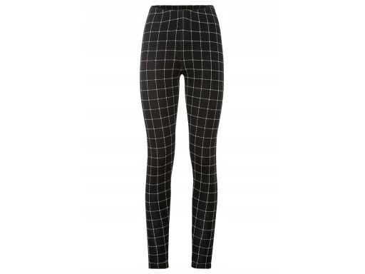 B.P.C legginsy czarne w białą kratę 32/34.
