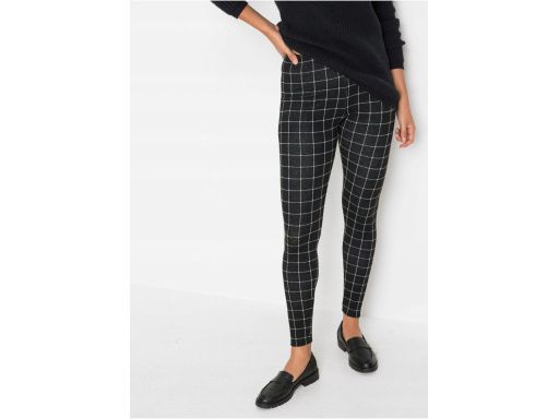 B.P.C legginsy czarne w białą kratę 32/34.