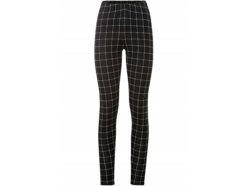 B.P.C legginsy czarne w białą kratę 32/34.