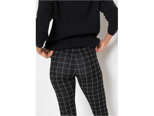 B.P.C legginsy czarne w białą kratę 32/34.