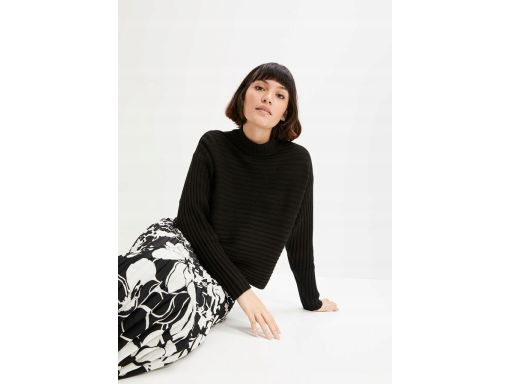 B.P.C sweter prążkowany ze stójką czarny ^52/54