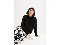 B.P.C sweter prążkowany ze stójką czarny ^52/54