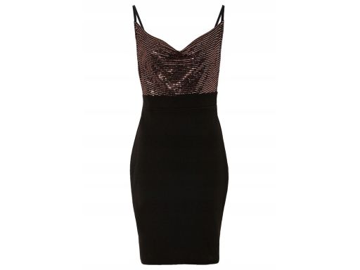 B.P.C sukienka z cekinami czarno-brązowa ^32/34