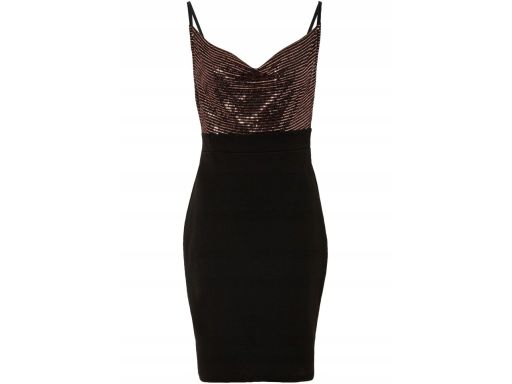 B.P.C sukienka z cekinami czarno-brązowa ^32/34