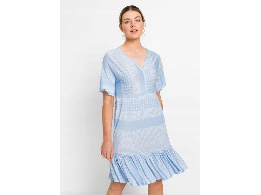 B.P.C niebieska sukienka z falbanką 40/42.