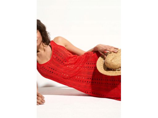 B.P.C sukienka plażowa czerwona dzianinowa ażurowa r.36/38