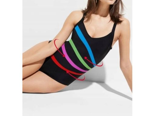 B.P.C kostium silnie modelujący czarny w kolorowe paski r.46