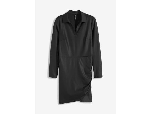 B.P.C czarna sukienka z kołnierzykiem i marszczeniem 36/38.