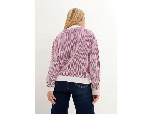 B.P.C sweter w paski śmietankowo-jeżynowy z wełną r.44/46