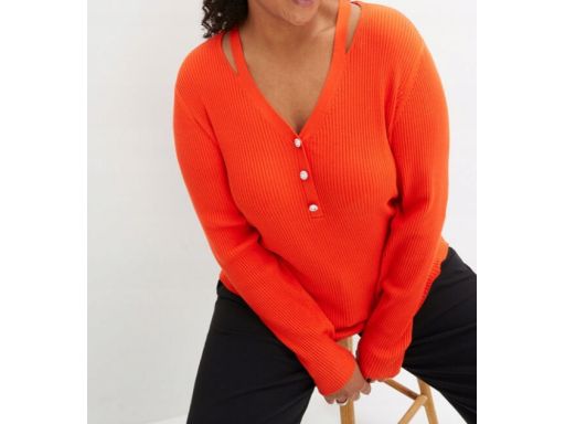 B.P.C sweter z wycięciami i dekoracyjnymi guzikami ^40/42