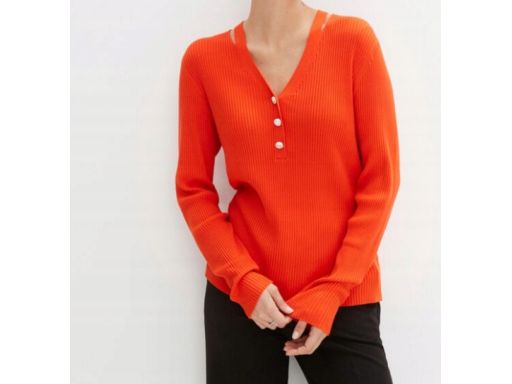 B.P.C sweter z wycięciami i dekoracyjnymi guzikami ^40/42