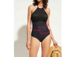 B.P.C kostium jednoczęściowy czarny z ażurem r.42