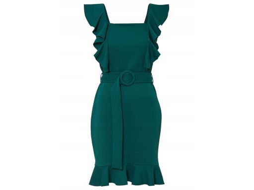 B.P.C sukienka z falbankami butelkowa zieleń r.36/38