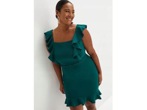 B.P.C sukienka z falbankami butelkowa zieleń r.36/38