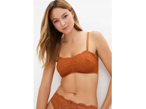 B.P.C biustonosz balkonetka na fiszbinach miękki koronkowy brązowy 85B