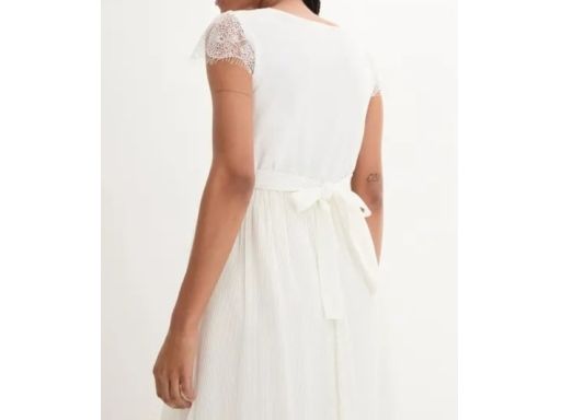 B.P.C biała sukienka ciążowa elegancka plisowana z dżetami 40/42.