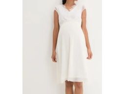 B.P.C biała sukienka ciążowa elegancka plisowana z dżetami 40/42.
