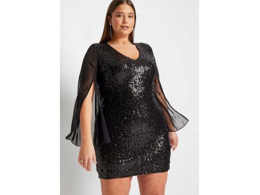 B.P.C Czarna sukienka z cekinami wieczorowa ^32/34