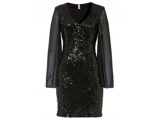 B.P.C Czarna sukienka z cekinami wieczorowa ^32/34