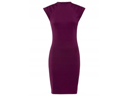 B.P.C dopasowana sukienka haft laserowy śliwkowa r.44/46