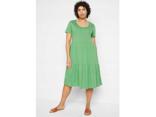 B.P.C sukienka shirtowa zielona z falbaną 44/46.