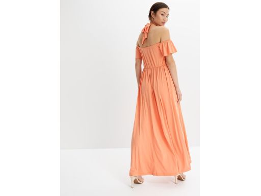 B.P.C długa sukienka z koronką mocna morela pomarańczowa r.40/42