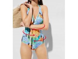 B.P.C kolorowy kostium kąpielowy z wiązaniem na szyi 46.