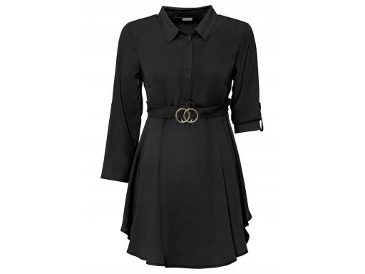 B.P.C bluzka koszulowa czarna dłuższa z paskiem 48.