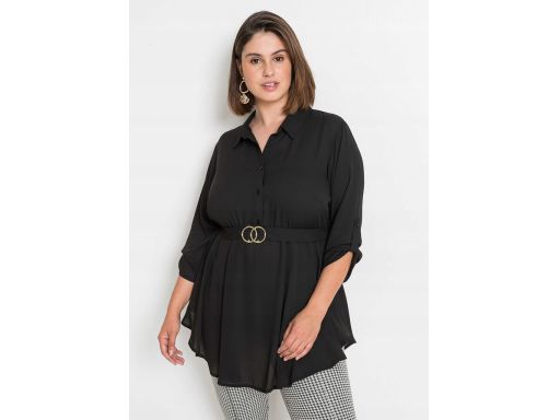 B.P.C bluzka koszulowa czarna dłuższa z paskiem 48.