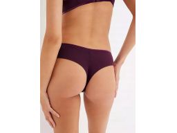 B.P.C Stringi brazylijskie ciemny fiolet z aksamitnym paskiem ^48/50