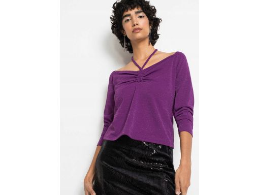 B.P.C bluzka fiolet błyszcząca z wiązaniem^40/42