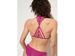 B.P.C bikini wiązane z koronką trójkątne miseczki kolor biskupi 40 (80