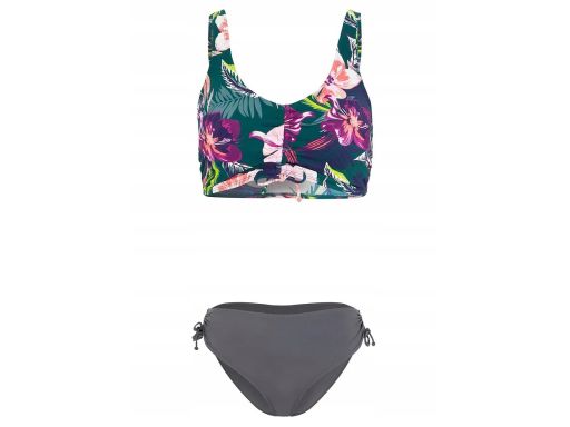 B.P.C bikini bustier turkusowe w kwiaty i szare figi ^42
