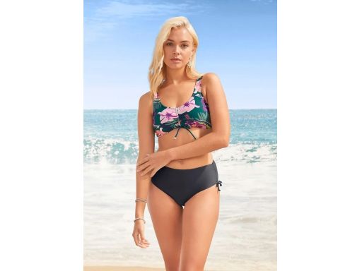 B.P.C bikini bustier turkusowe w kwiaty i szare figi ^42