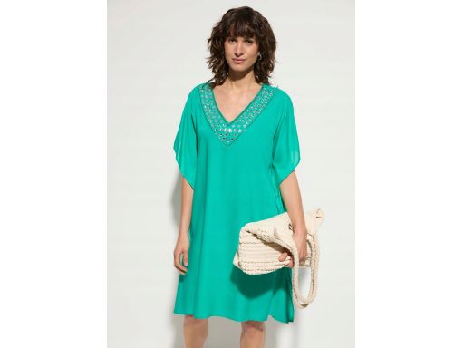 B.P.C tunika plażowa ekskluzywna z kamieniami zielona 52/54.