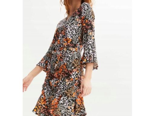 B.P.C sukienka z marszczeniami wielokolorowa w kwiaty ^44