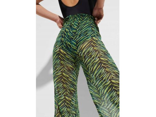 B.P.C szyfonowe zielone spodnie we wzorki plażowe z rozcięciem r.44