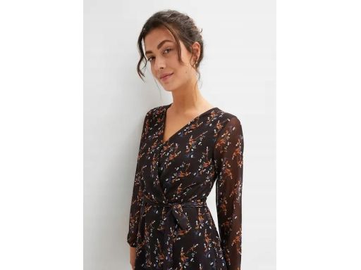 B.P.C sukienka siatkowa wzorzysta czarna 32/34.