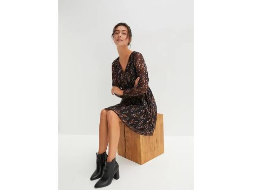 B.P.C sukienka siatkowa wzorzysta czarna 32/34.