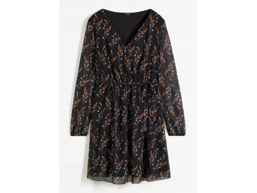 B.P.C sukienka siatkowa wzorzysta czarna 32/34.