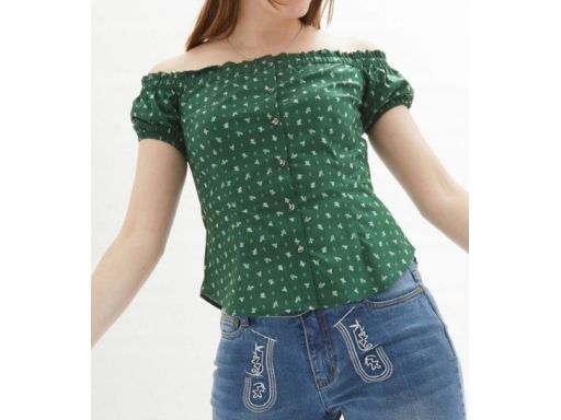 B.P.C zielona bluzka carmen z nadrukiem 48.