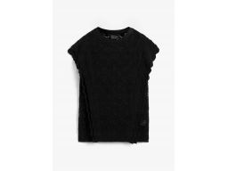 B.P.C sweter ażurowy czarny z falbanami krótki rękaw ^52/54